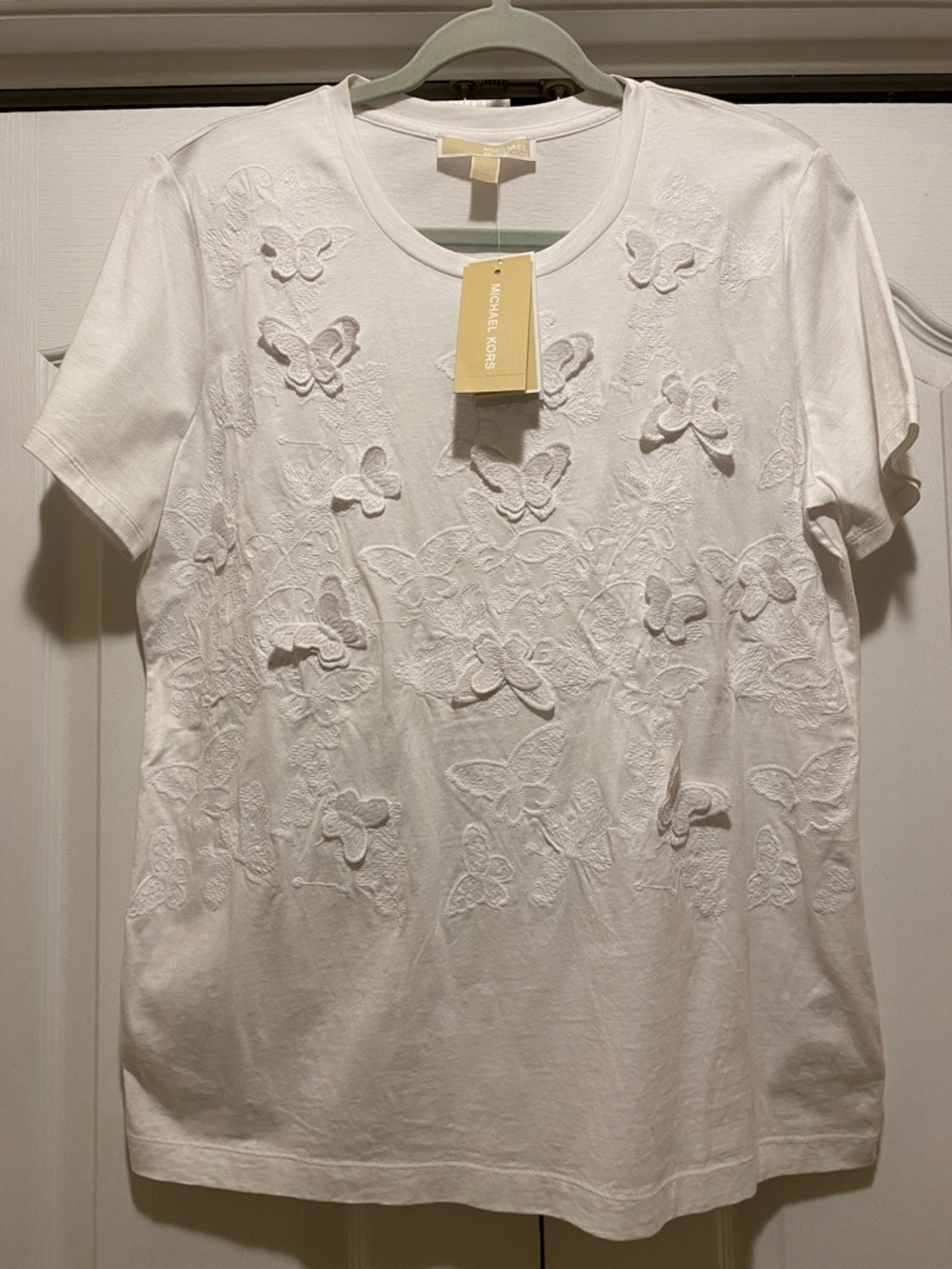 Michael Kors White Tee with Gold Label Detail